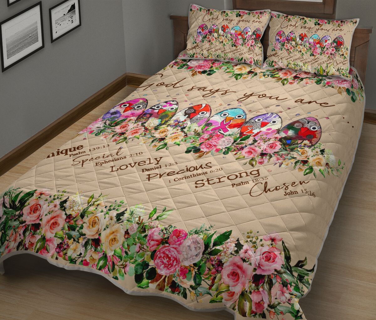 Gott sagt, du bist Brustkrebs-Aufklärungs-Quilt-Set 0622