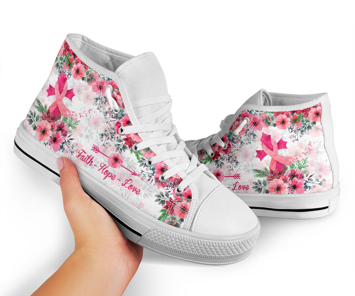 Faith Hope Love Brustkrebs-Aufklärungsschuhe (High Top) 0622