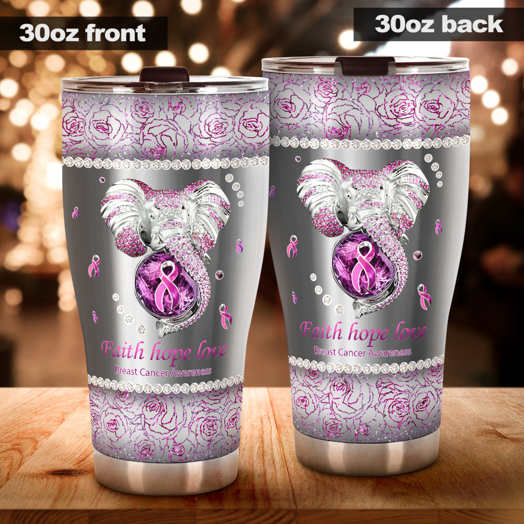 Faith Hope Love Breast Cancer Awareness Tumbler 0622