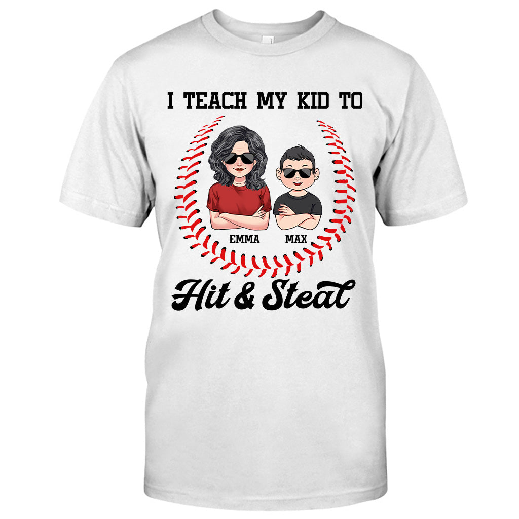 Ich bringe meinem Kind Baseball bei – personalisiertes T-Shirt und Hoodie