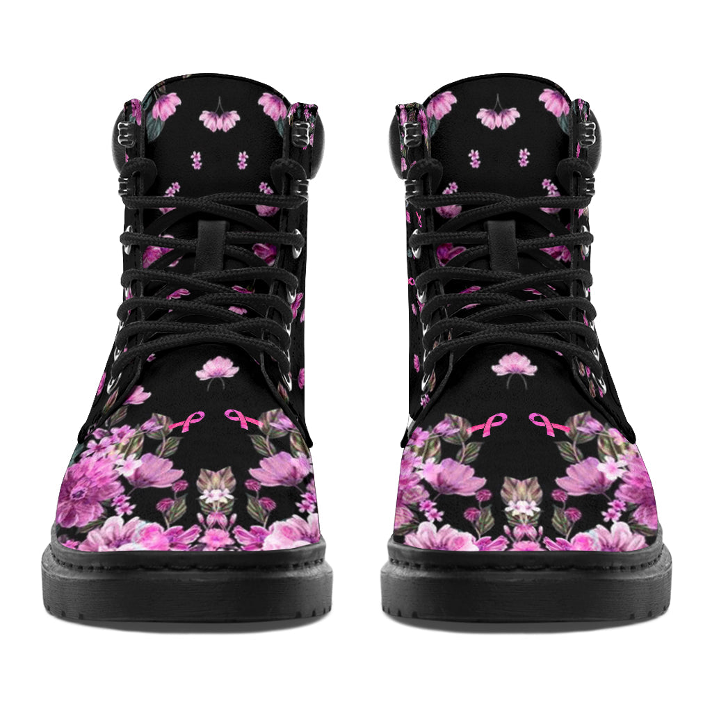 Never Give Up Breast Cancer Awareness All Season Boots 0622