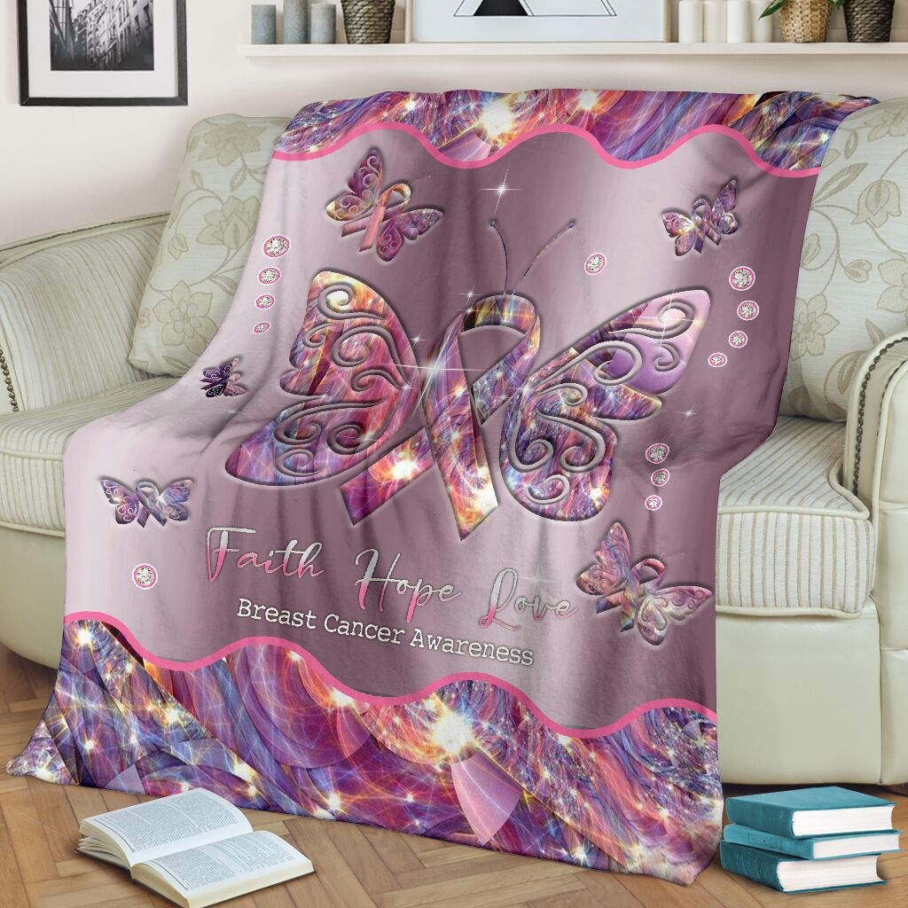 Decke zur Sensibilisierung für Brustkrebs – Glaube, Hoffnung, Liebe 0622