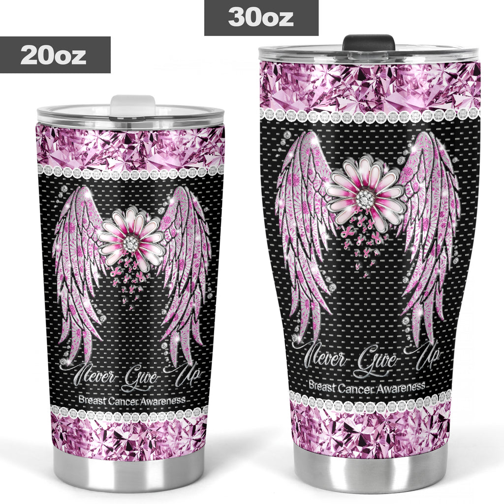 Faith Hope Love Rhinestone Pattern Print Breast Cancer Awareness Tumbler 0622
