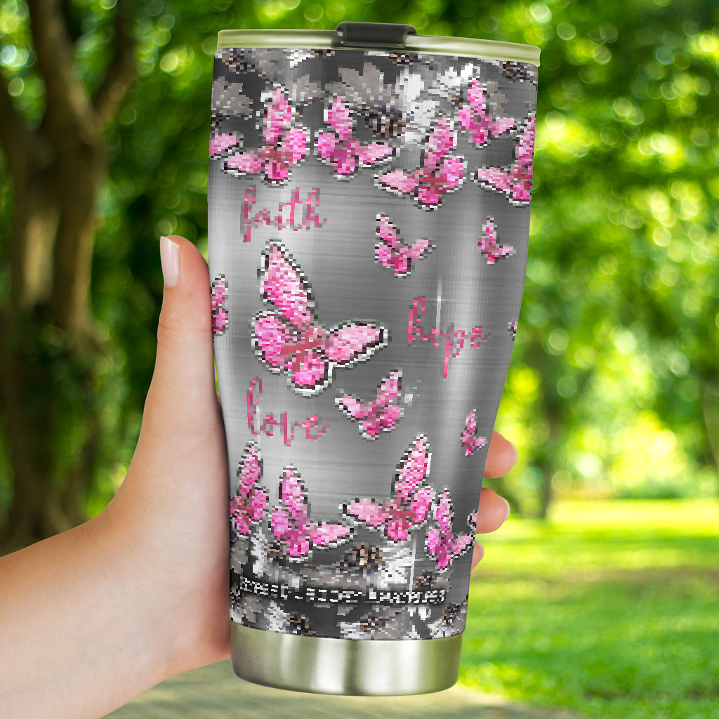 Faith Hope Love – Becher zur Sensibilisierung für Brustkrebs mit Metallmuster-Print 0622