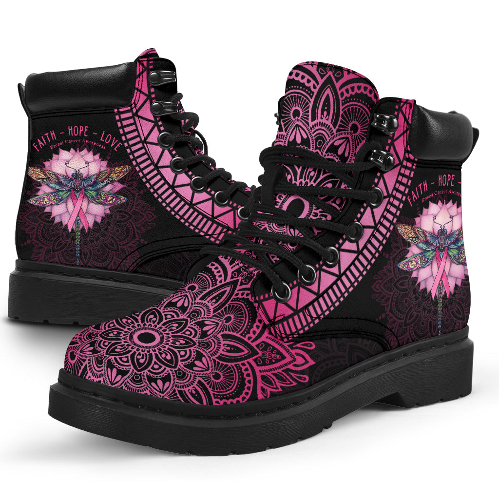 Dragonfly Faith Hope Love Breast Cancer Awareness All Season Boots 0622