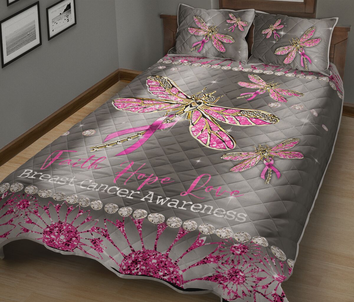 Quilt-Set „Glaube, Hoffnung, Liebe“ zur Brustkrebsvorsorge 0622