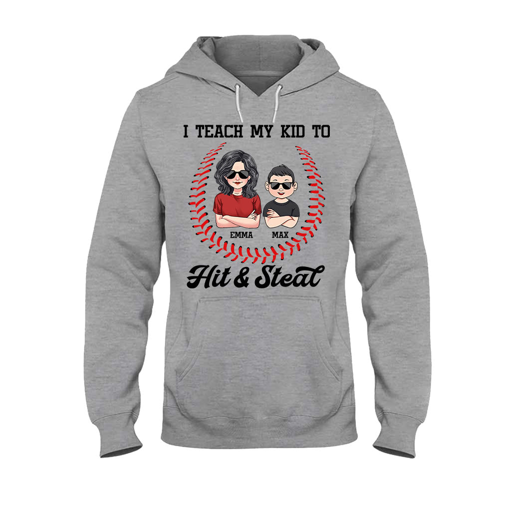 Ich bringe meinem Kind Baseball bei – personalisiertes T-Shirt und Hoodie