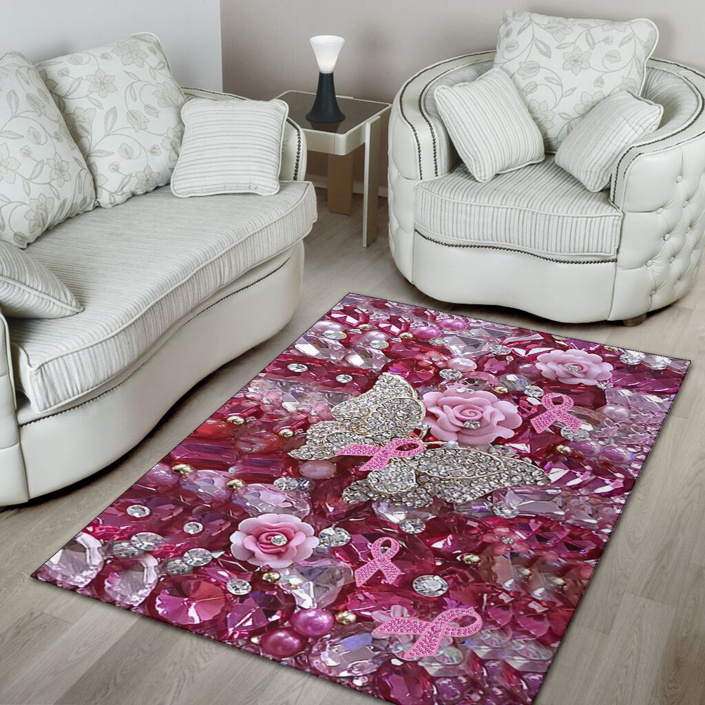 Pink Warrior Pattern Print Breast Cancer Awareness Rug 0622