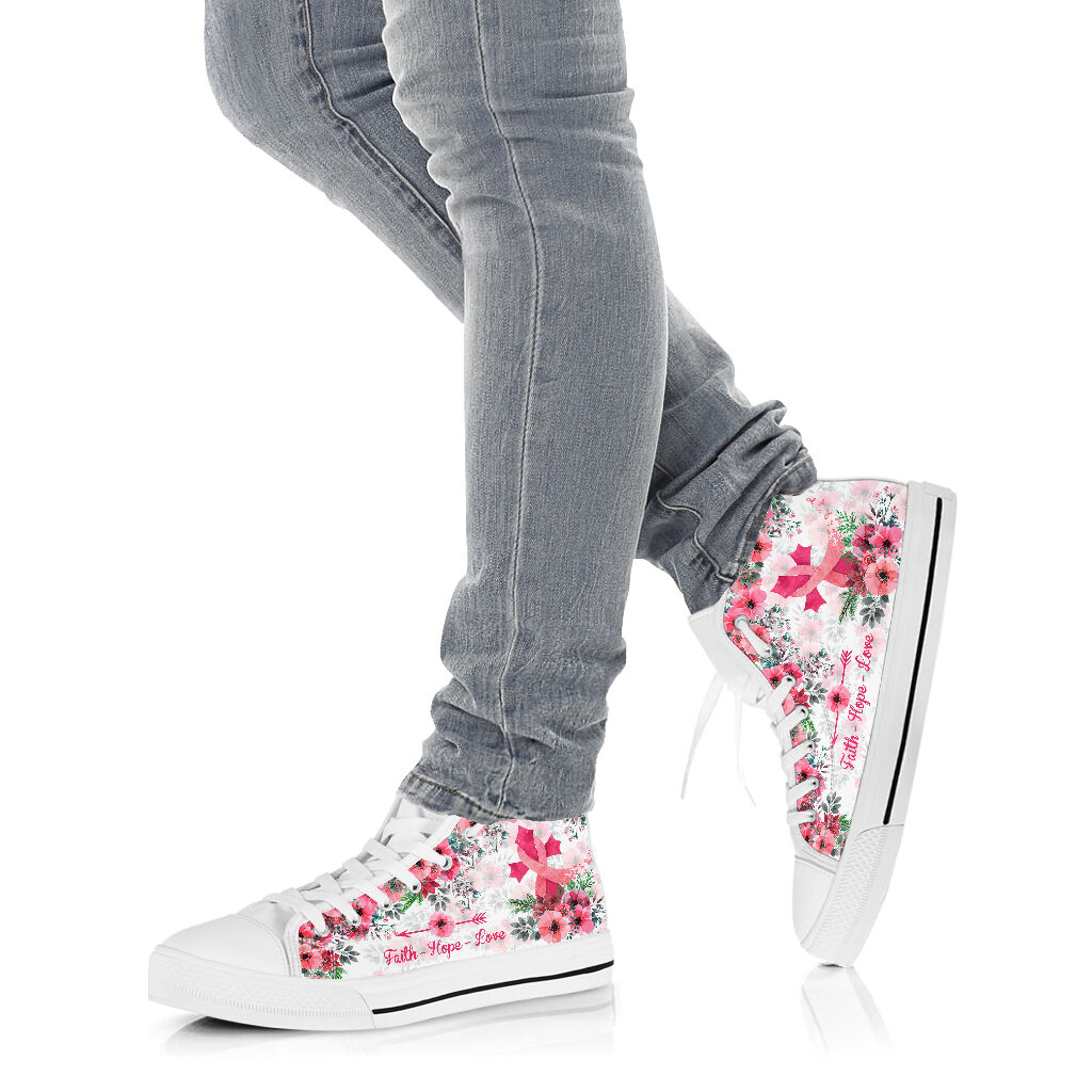 Faith Hope Love Brustkrebs-Aufklärungsschuhe (High Top) 0622