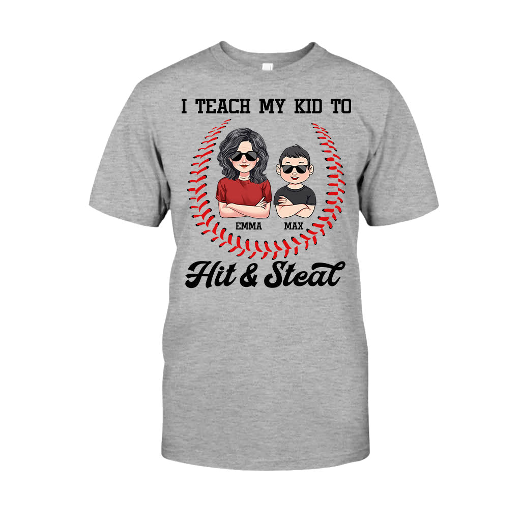Ich bringe meinem Kind Baseball bei – personalisiertes T-Shirt und Hoodie