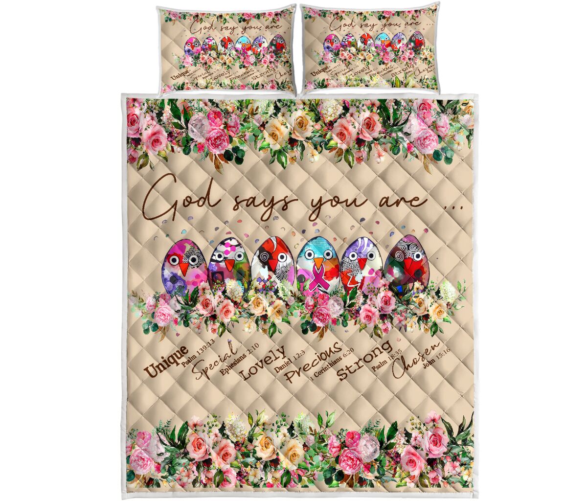 Gott sagt, du bist Brustkrebs-Aufklärungs-Quilt-Set 0622