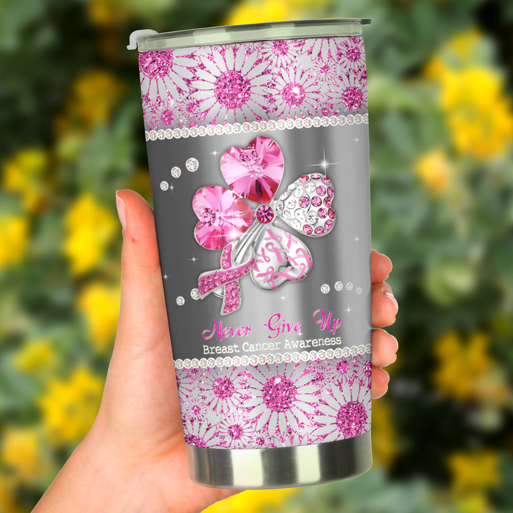 Niemals aufgeben Strassmuster-Becher zur Sensibilisierung für Brustkrebs 0622