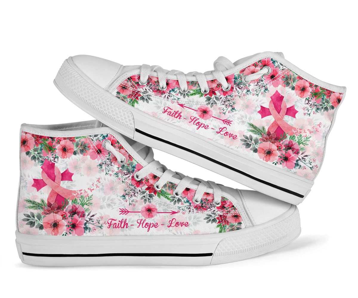 Faith Hope Love Brustkrebs-Aufklärungsschuhe (High Top) 0622