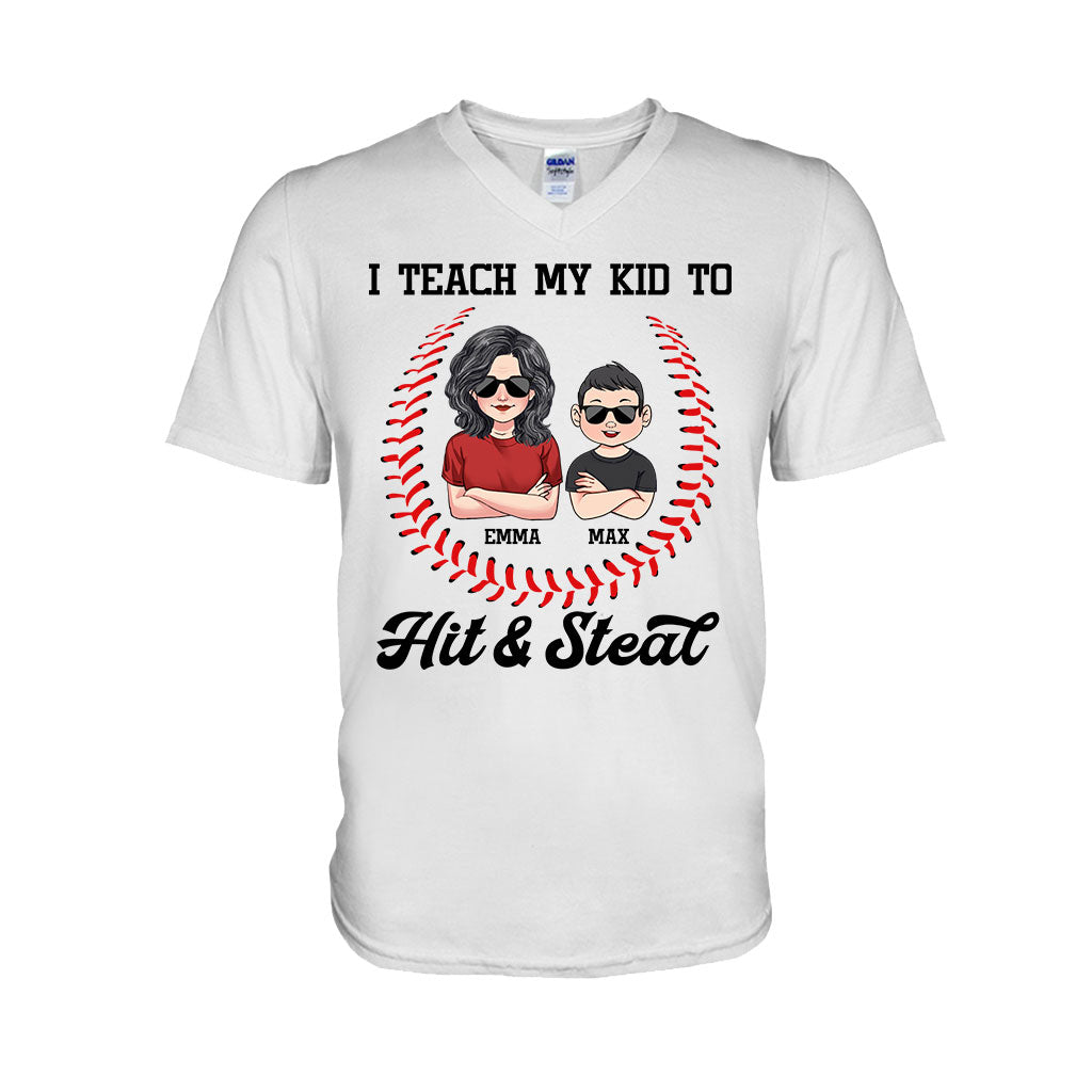 Ich bringe meinem Kind Baseball bei – personalisiertes T-Shirt und Hoodie