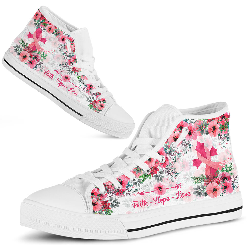 Faith Hope Love Brustkrebs-Aufklärungsschuhe (High Top) 0622