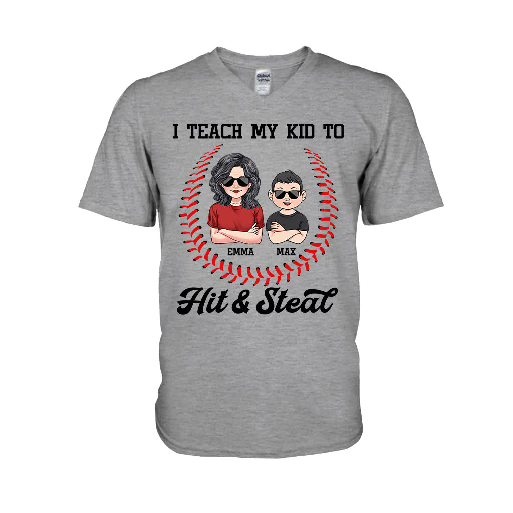 Ich bringe meinem Kind Baseball bei – personalisiertes T-Shirt und Hoodie
