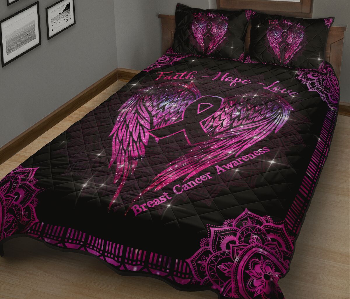 Quilt-Set „Glaube, Hoffnung, Liebe“ zur Brustkrebsvorsorge 0622