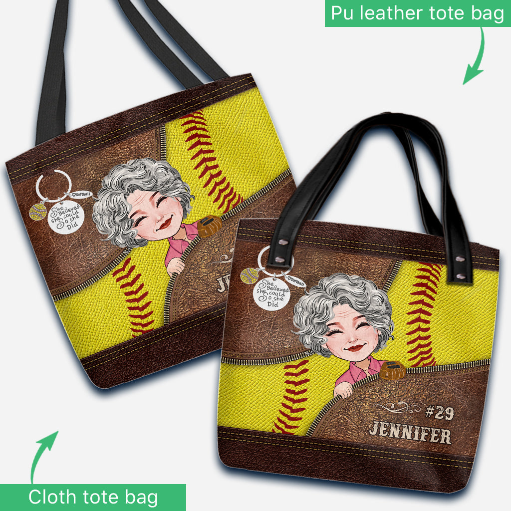 Sie glaubte daran, dass sie es schaffen konnte, und sie schaffte es – personalisierte Softball-Tragetasche