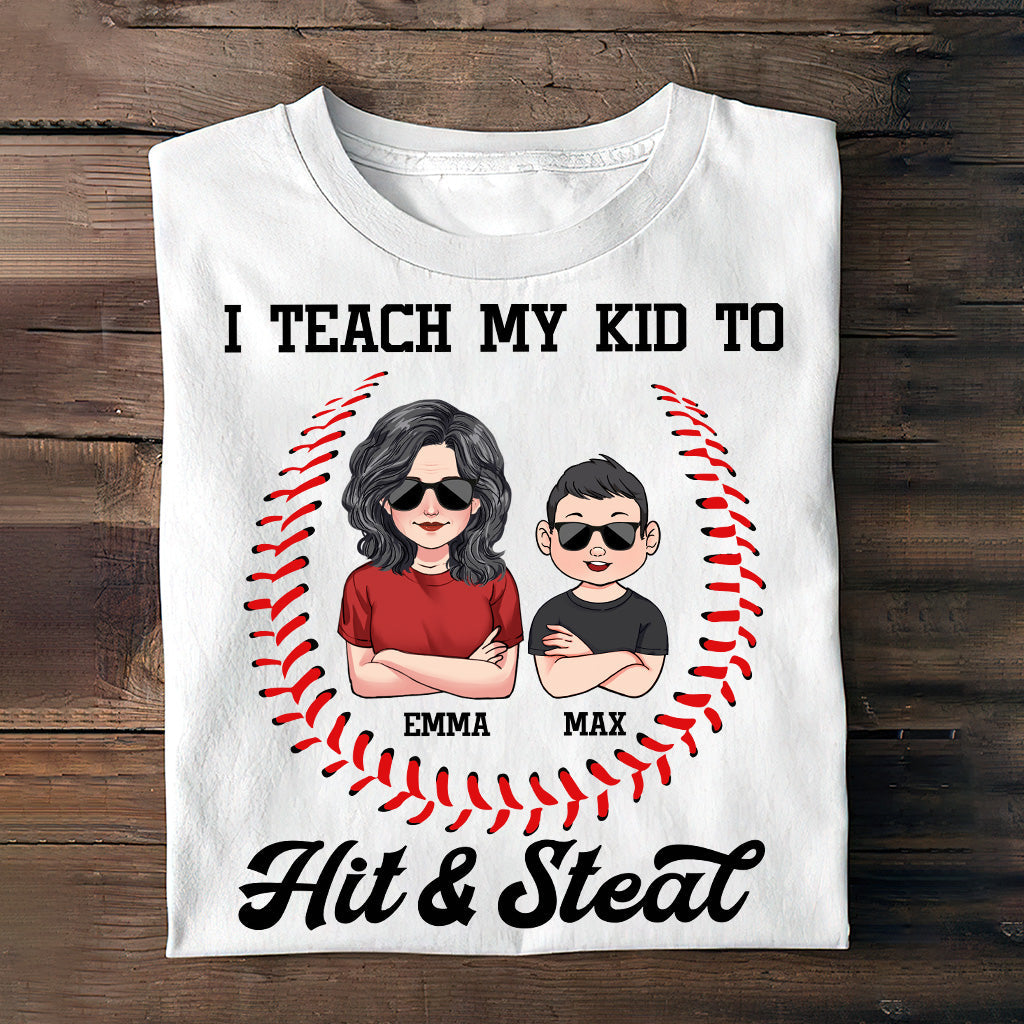 Ich bringe meinem Kind Baseball bei – personalisiertes T-Shirt und Hoodie