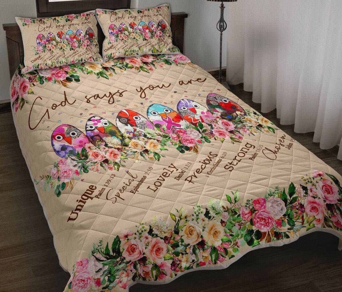 Gott sagt, du bist Brustkrebs-Aufklärungs-Quilt-Set 0622