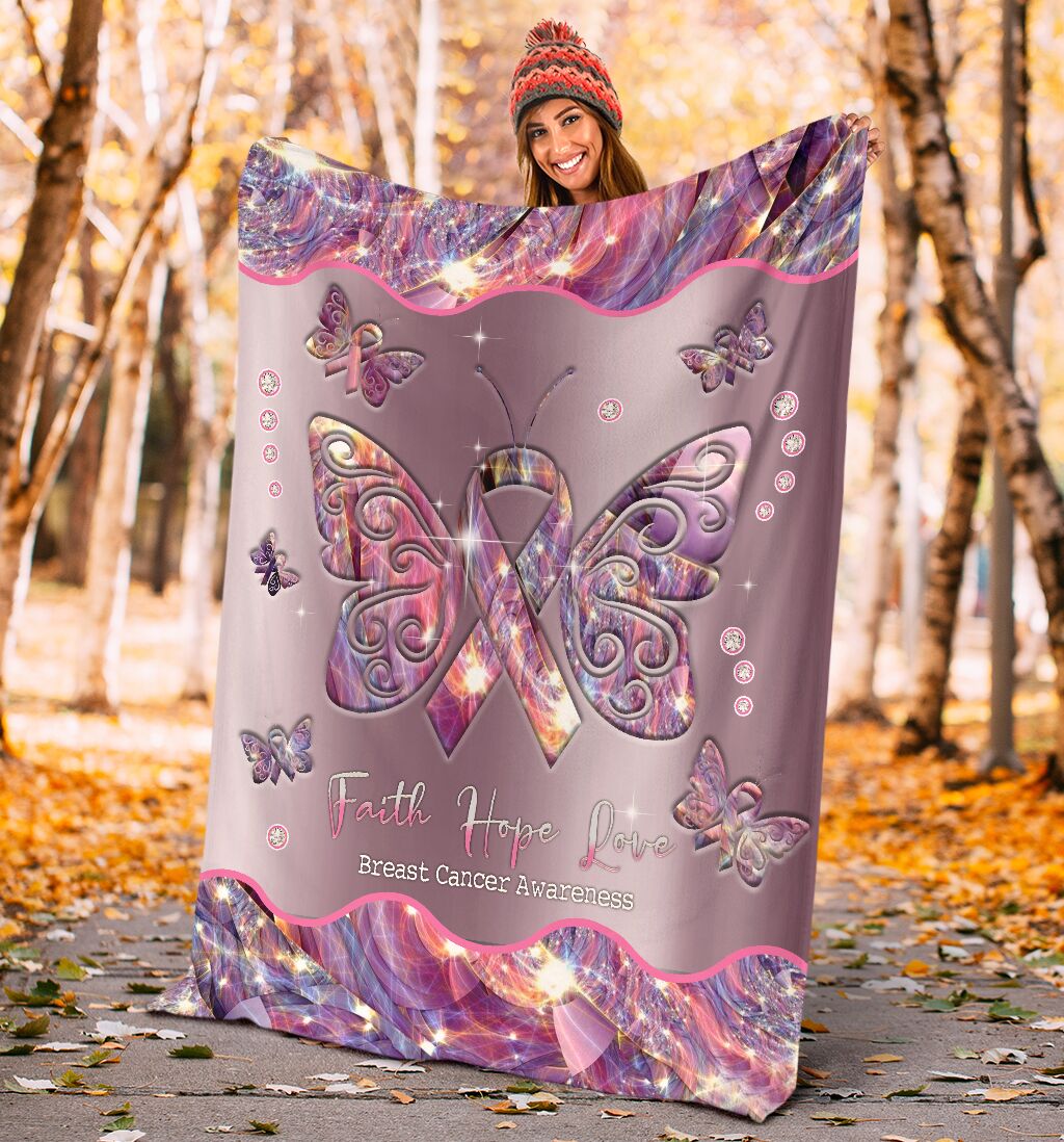 Decke zur Sensibilisierung für Brustkrebs – Glaube, Hoffnung, Liebe 0622