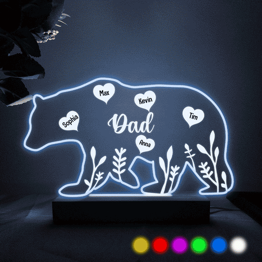 Mama Bär – Geschenk für Mama, Papa, Oma, Opa – Personalisierte, geformte Leuchtplatte