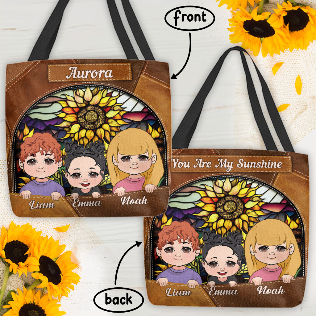 Du bist mein Sonnenschein Sonnenblumen-Buntglas - Personalisierte Mutter-Tragetasche