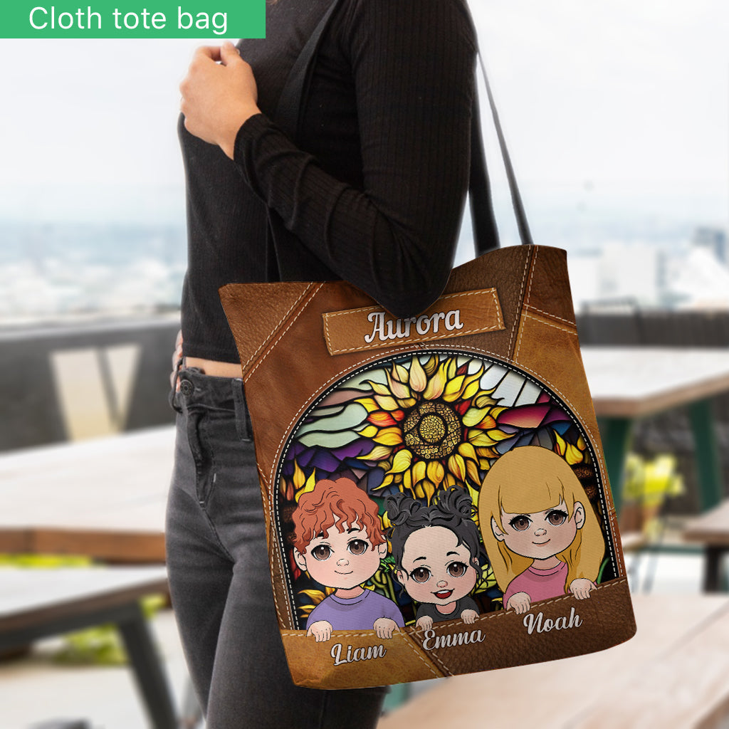 Du bist mein Sonnenschein Sonnenblumen-Buntglas - Personalisierte Mutter-Tragetasche