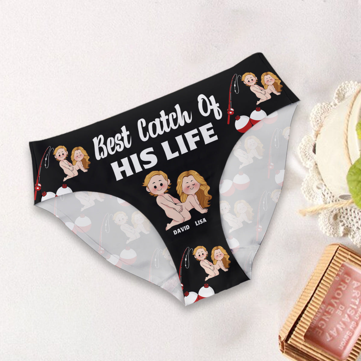 Lucky Fisherman And Best Catch of His Life - Personalized Fishing Women Briefs & Men Boxer Briefs