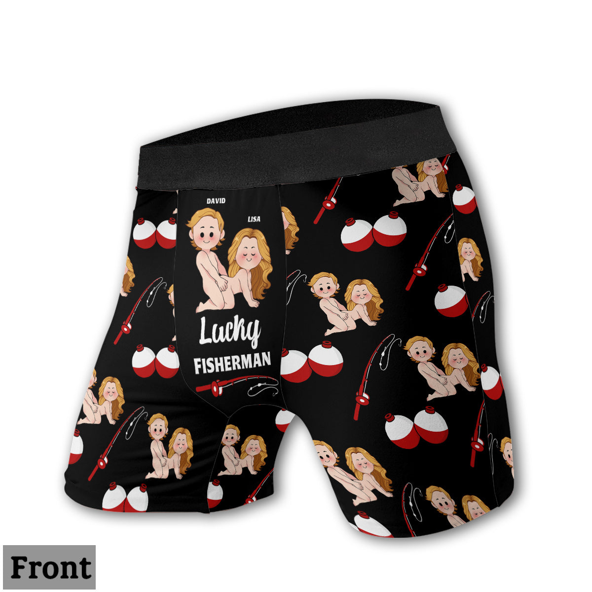 Lucky Fisherman And Best Catch of His Life - Personalized Fishing Women Briefs & Men Boxer Briefs