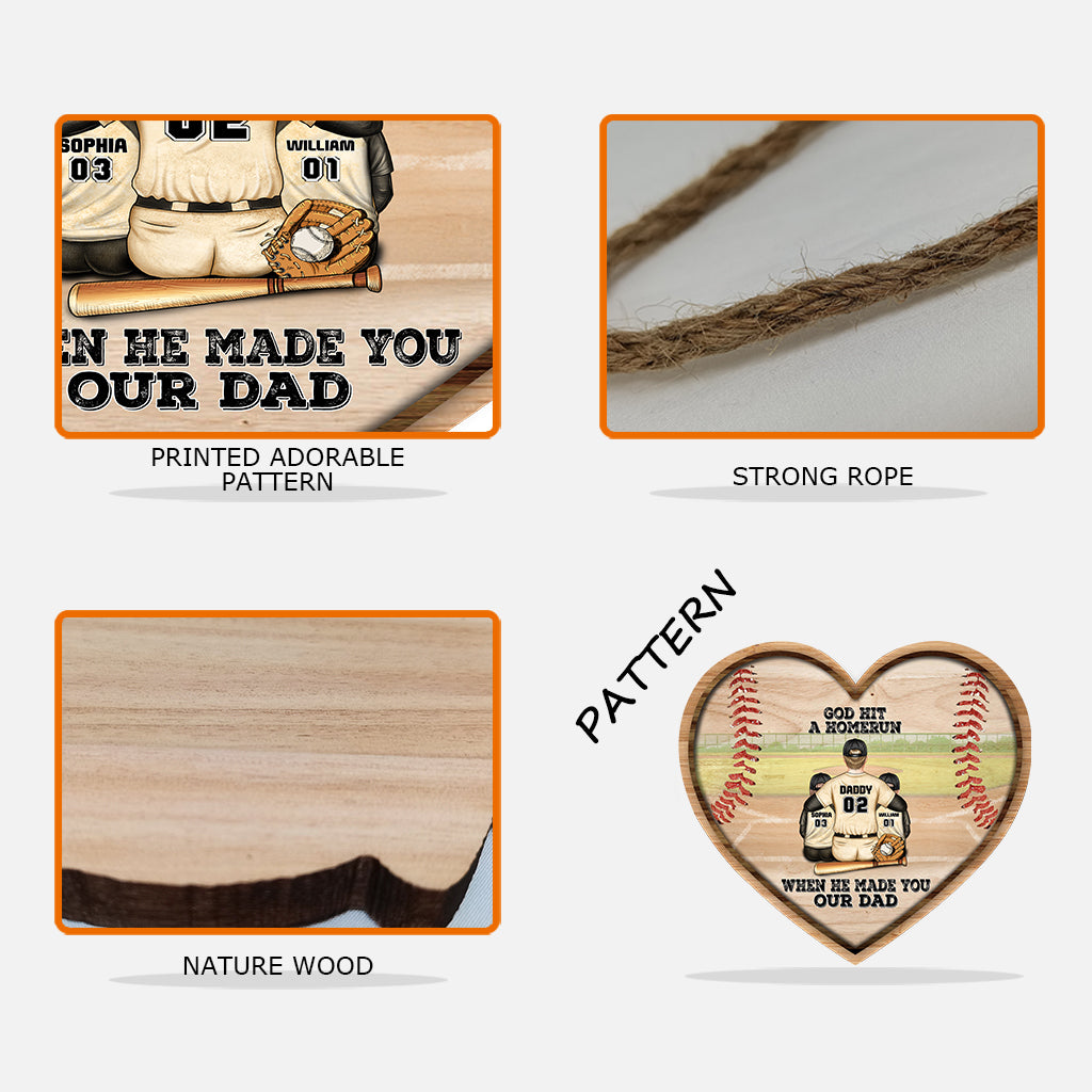 Gott hat einen Homerun geschlagen – Personalisiertes Baseball-Holzschild zum Vatertag