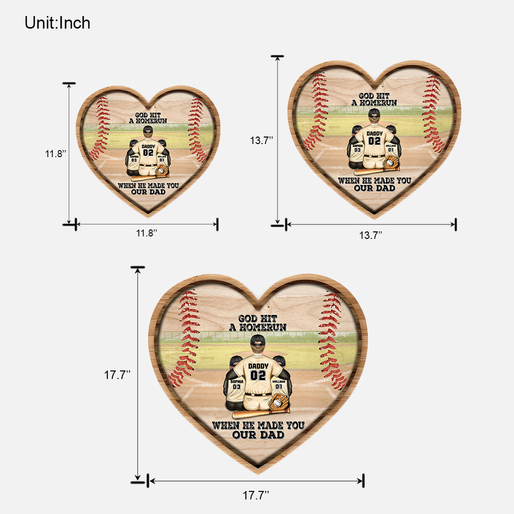 Gott hat einen Homerun geschlagen – Personalisiertes Baseball-Holzschild zum Vatertag