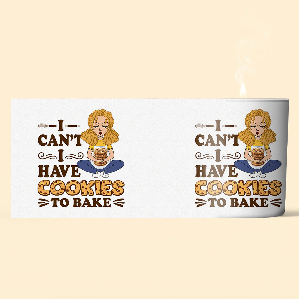 Ich kann nicht, ich muss Kekse backen – Personalisierte Backkerze mit Holzdeckel