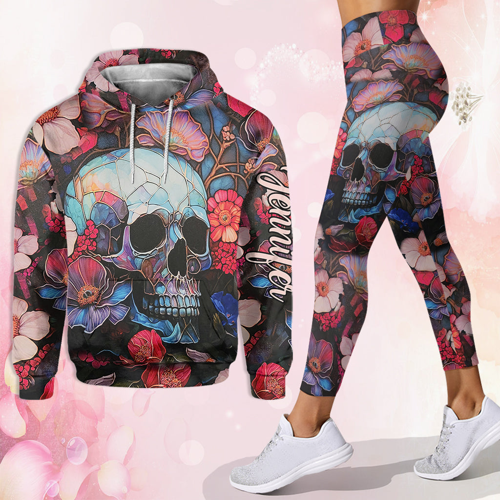 Blumenschädel – Personalisierter Totenkopf-Hoodie und Leggings