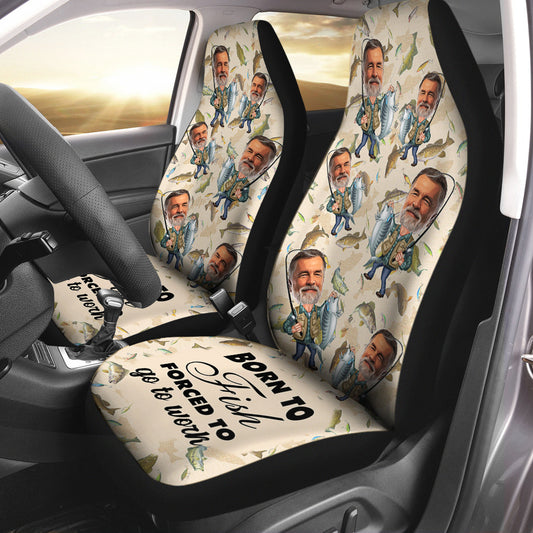 Born To Fish Force To Go To Work - Personalized Fishing Seat Covers