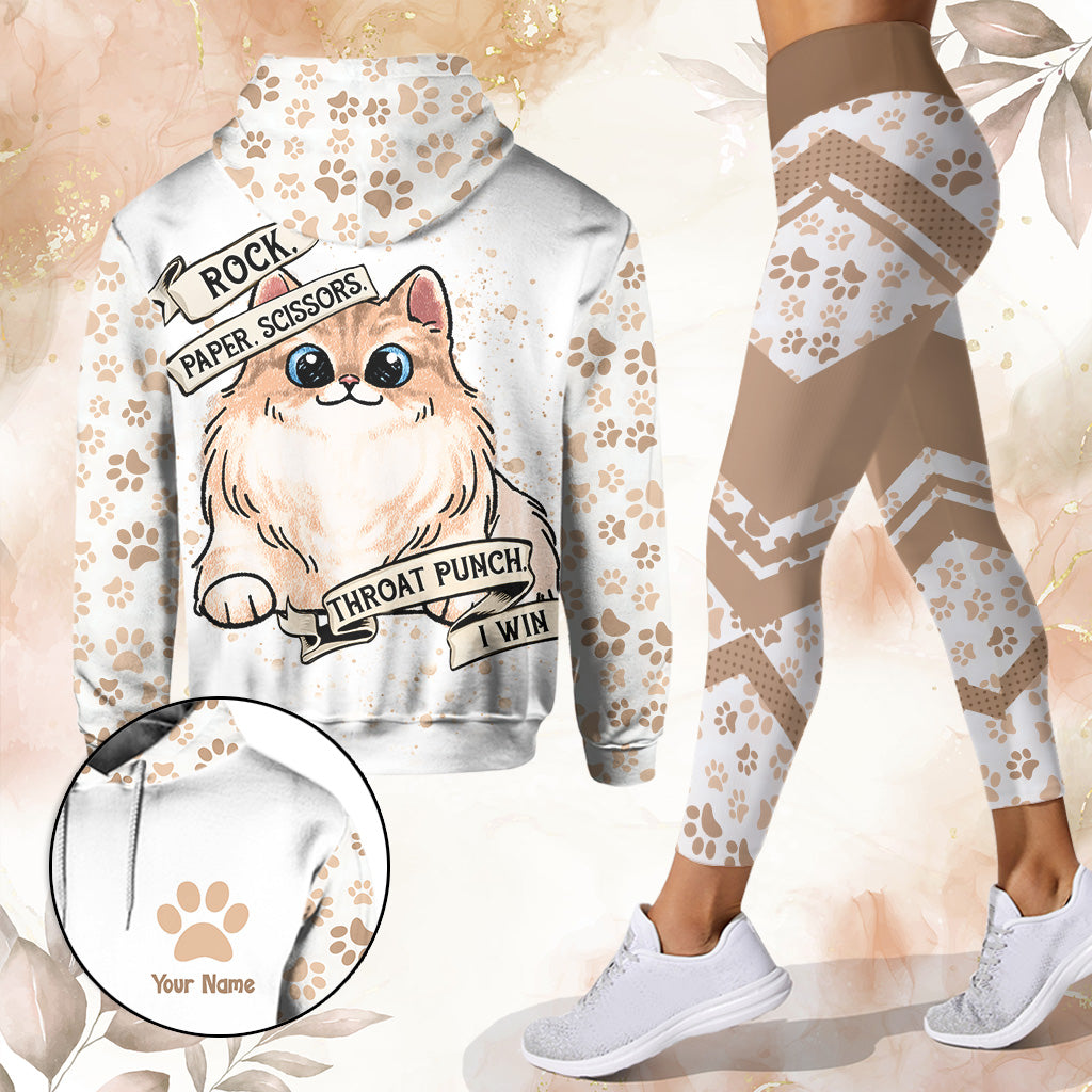 Schere, Stein, Papier – Personalisierter Katzen-Hoodie und Leggings