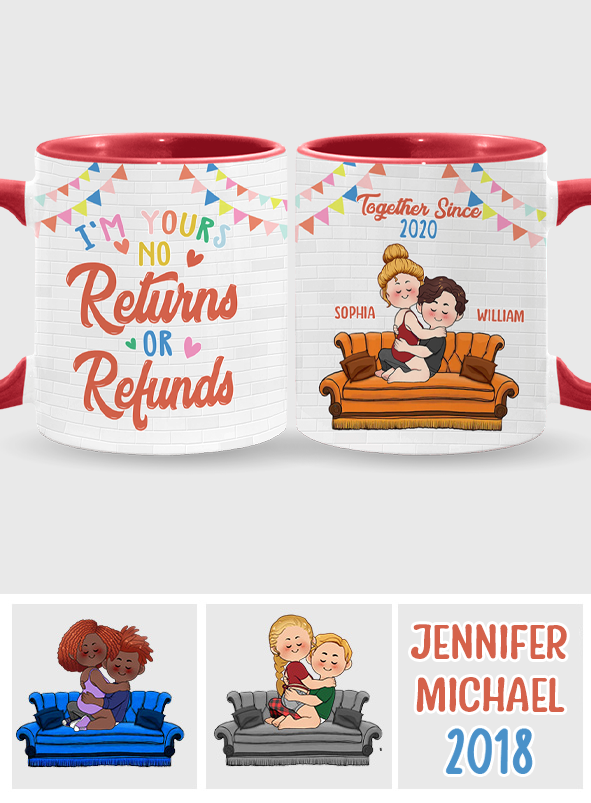 Ich gehöre dir – Keine Rückgabe oder Rückerstattung – Personalisierte Tasse für Paare