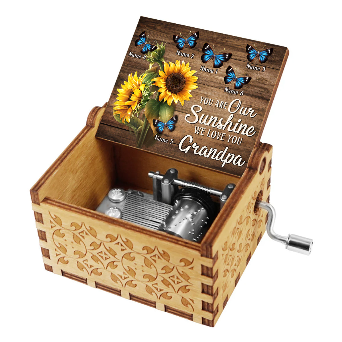 You Are My Sunshine - Gift for grandma, dad, mom, grandpa - Personalized Hand Crank Music Box