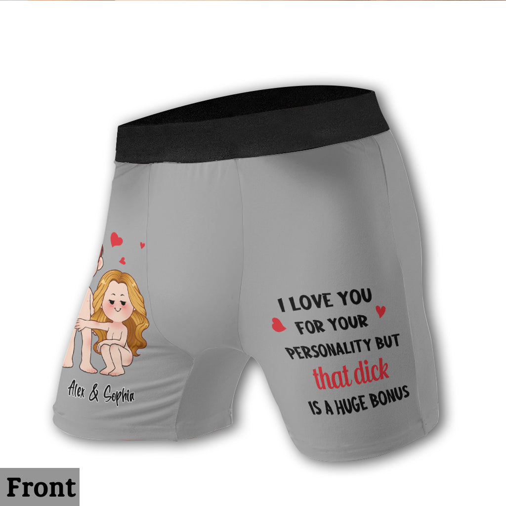 Ich liebe dich für deine Persönlichkeit – Personalisierte Boxershorts für Männerpaare