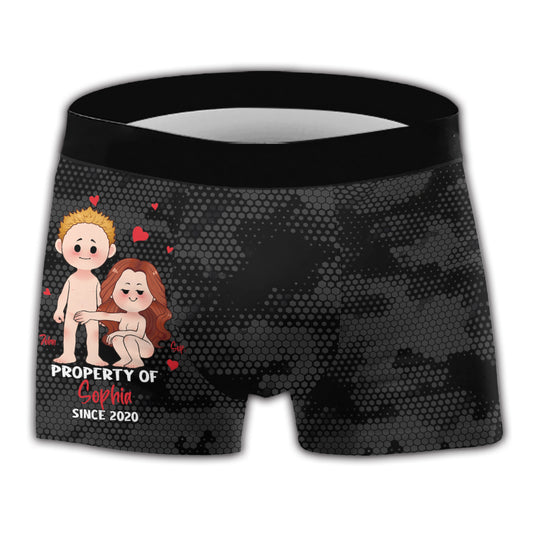 Eigentum von - Personalisierte Boxershorts für Herren für Paare