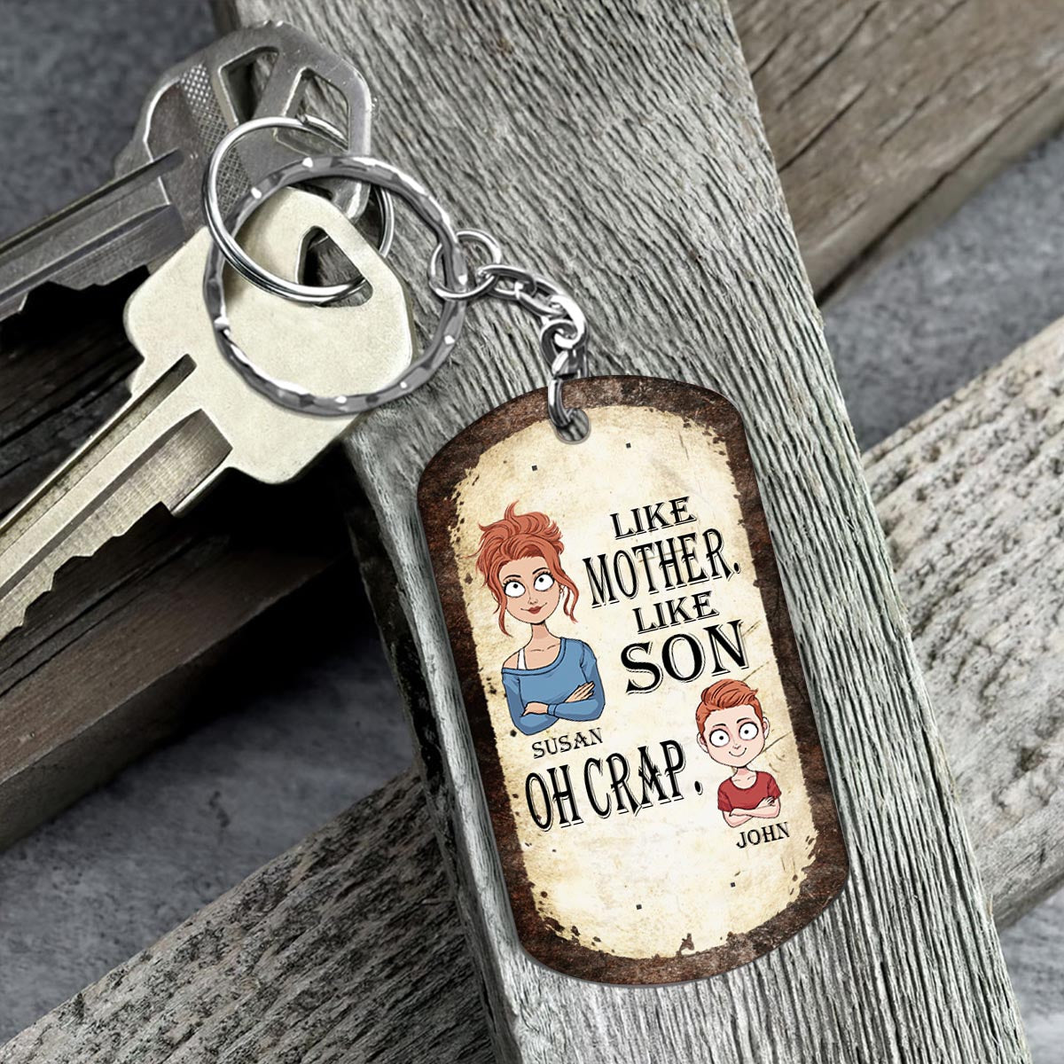 Like Father Like Daughter Like Son - Gift for dad, mom, son, daughter - Personalized Stainless Steel Keychain