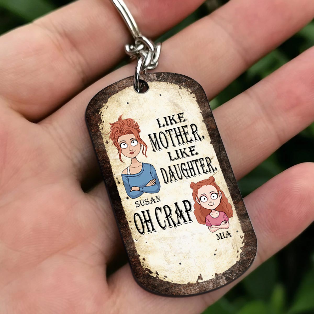 Wie der Vater, so die Tochter, so der Sohn – Geschenk für Papa, Mama, Sohn, Tochter – Personalisierter Edelstahl-Schlüsselanhänger