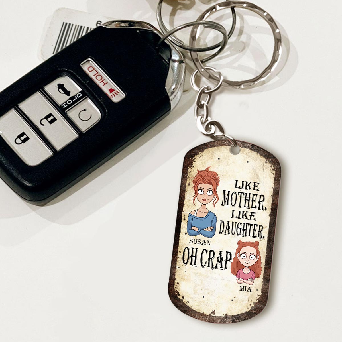 Wie der Vater, so die Tochter, so der Sohn – Geschenk für Papa, Mama, Sohn, Tochter – Personalisierter Edelstahl-Schlüsselanhänger