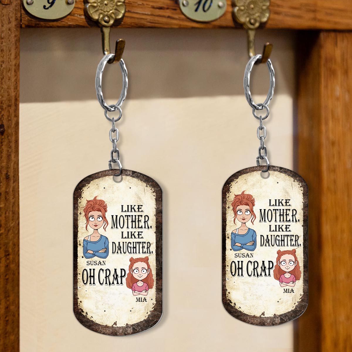 Wie der Vater, so die Tochter, so der Sohn – Geschenk für Papa, Mama, Sohn, Tochter – Personalisierter Edelstahl-Schlüsselanhänger