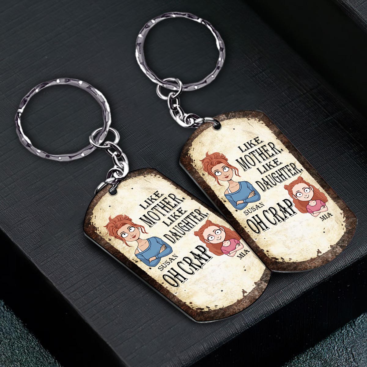 Wie der Vater, so die Tochter, so der Sohn – Geschenk für Papa, Mama, Sohn, Tochter – Personalisierter Edelstahl-Schlüsselanhänger