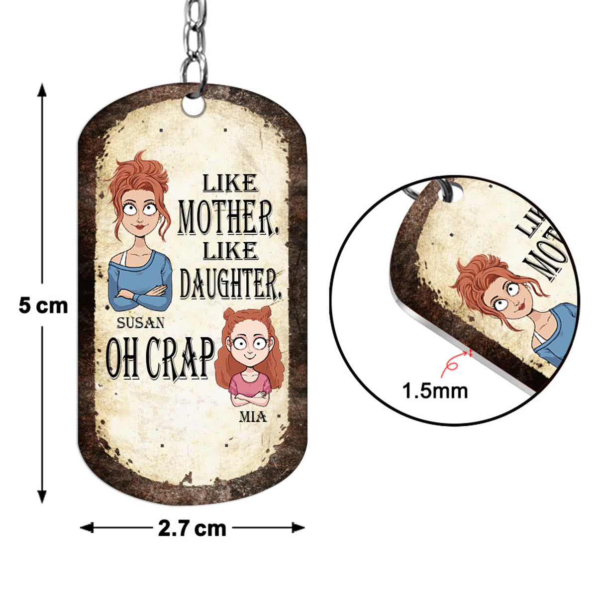 Wie der Vater, so die Tochter, so der Sohn – Geschenk für Papa, Mama, Sohn, Tochter – Personalisierter Edelstahl-Schlüsselanhänger