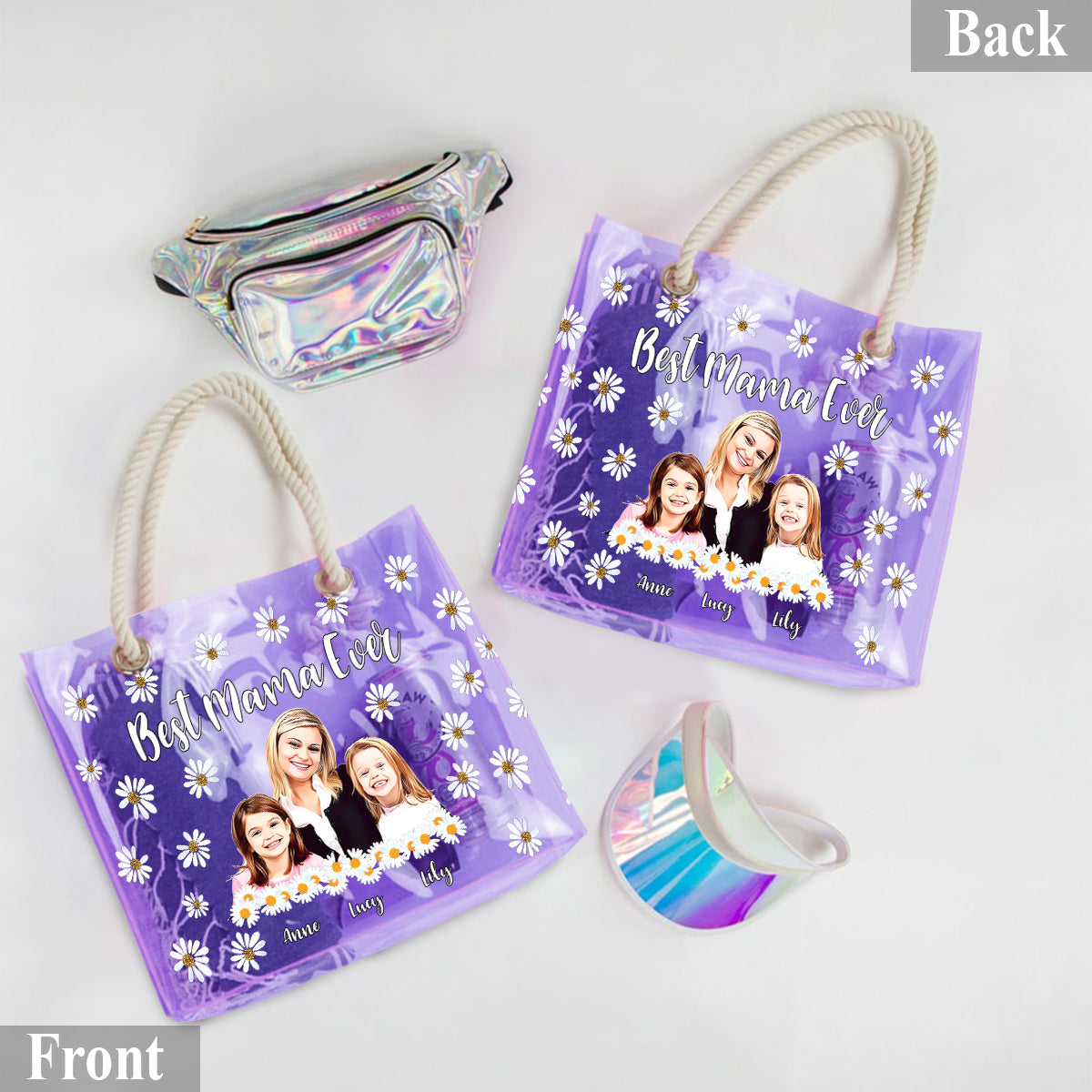 Beste Mama aller Zeiten – Personalisierte durchsichtige Tragetasche für Mütter