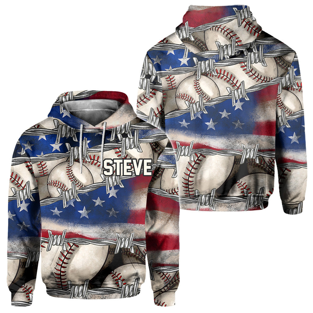 Stolz auf Amerika – Personalisiertes Baseball-Shirt mit Allover-Print
