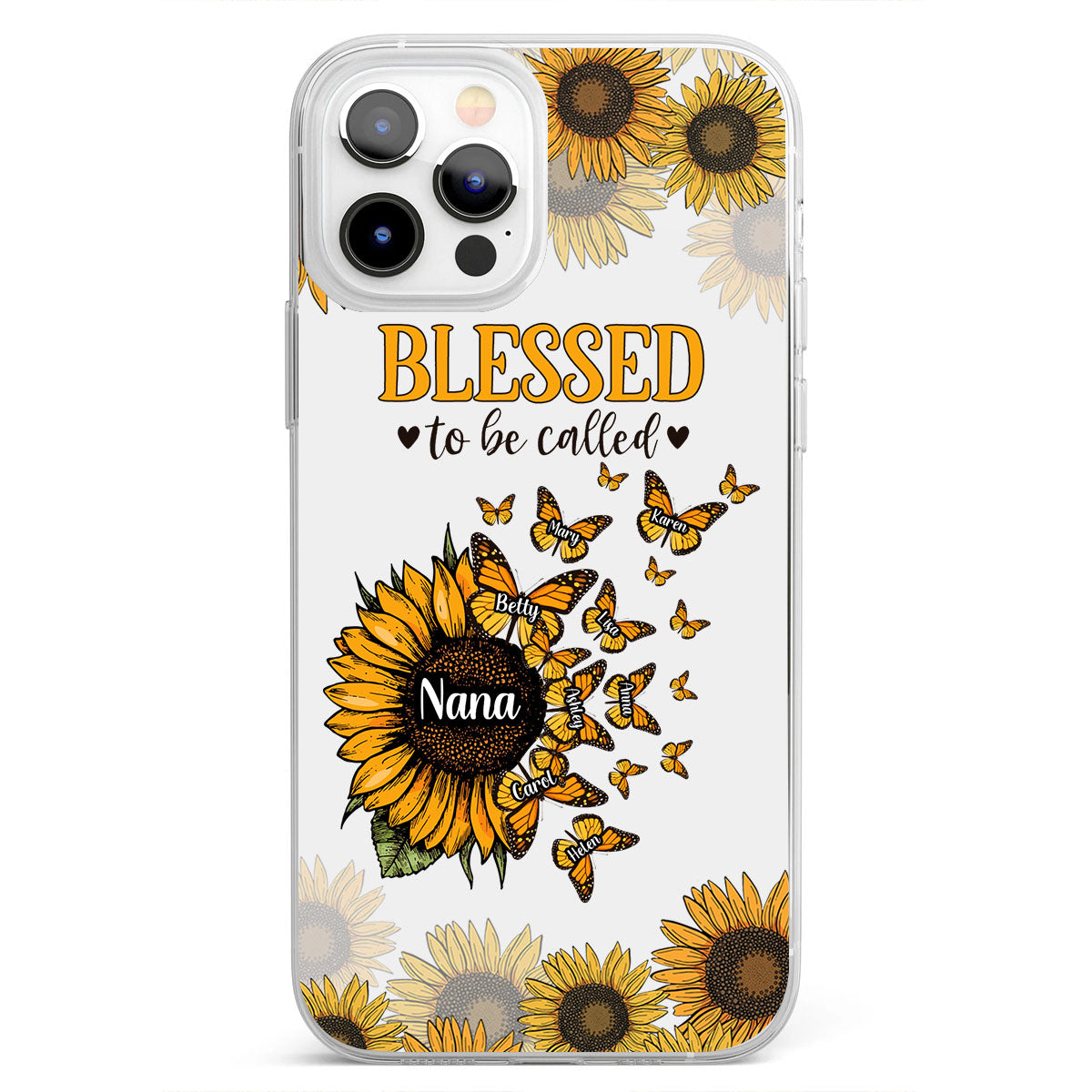 Beautiful Sunflower Blessed To Be Called - Gift for grandma, mom - Personalized Clear Phone Case