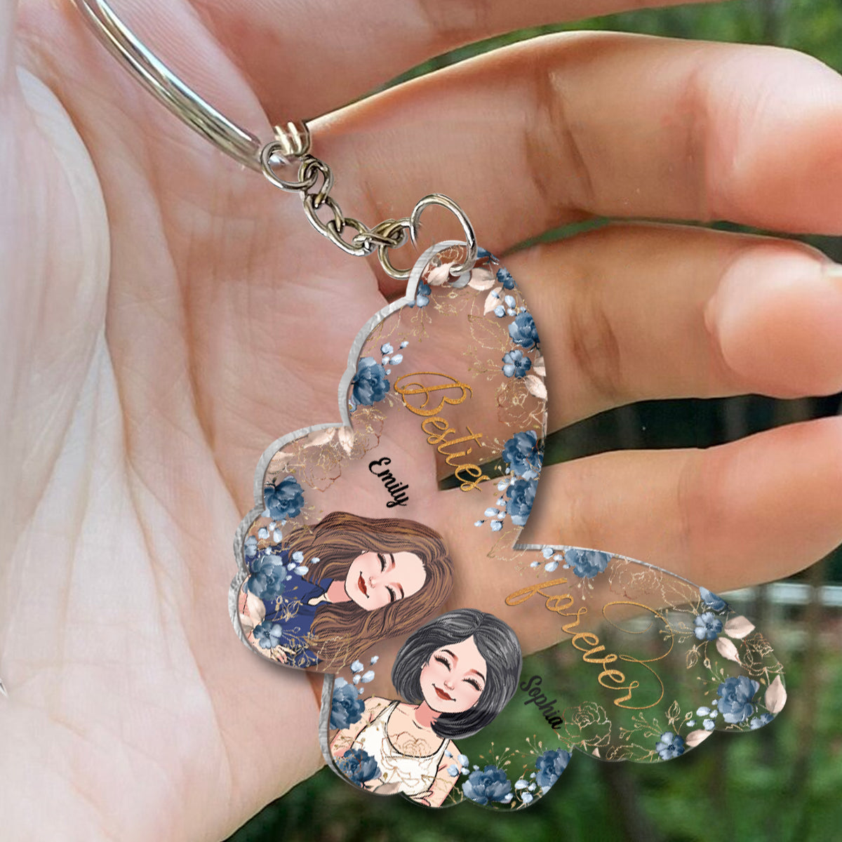 Für immer beste Freundinnen – Personalisierter transparenter Schlüsselanhänger für beste Freundinnen